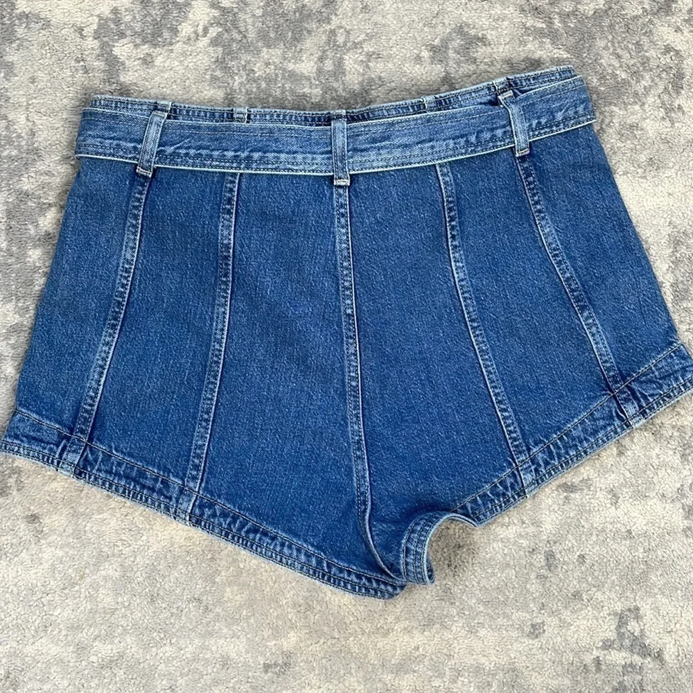 New All Saints Frankie Shorts High Rise Daisy Duke Cheeky Blue Denim Sz 30